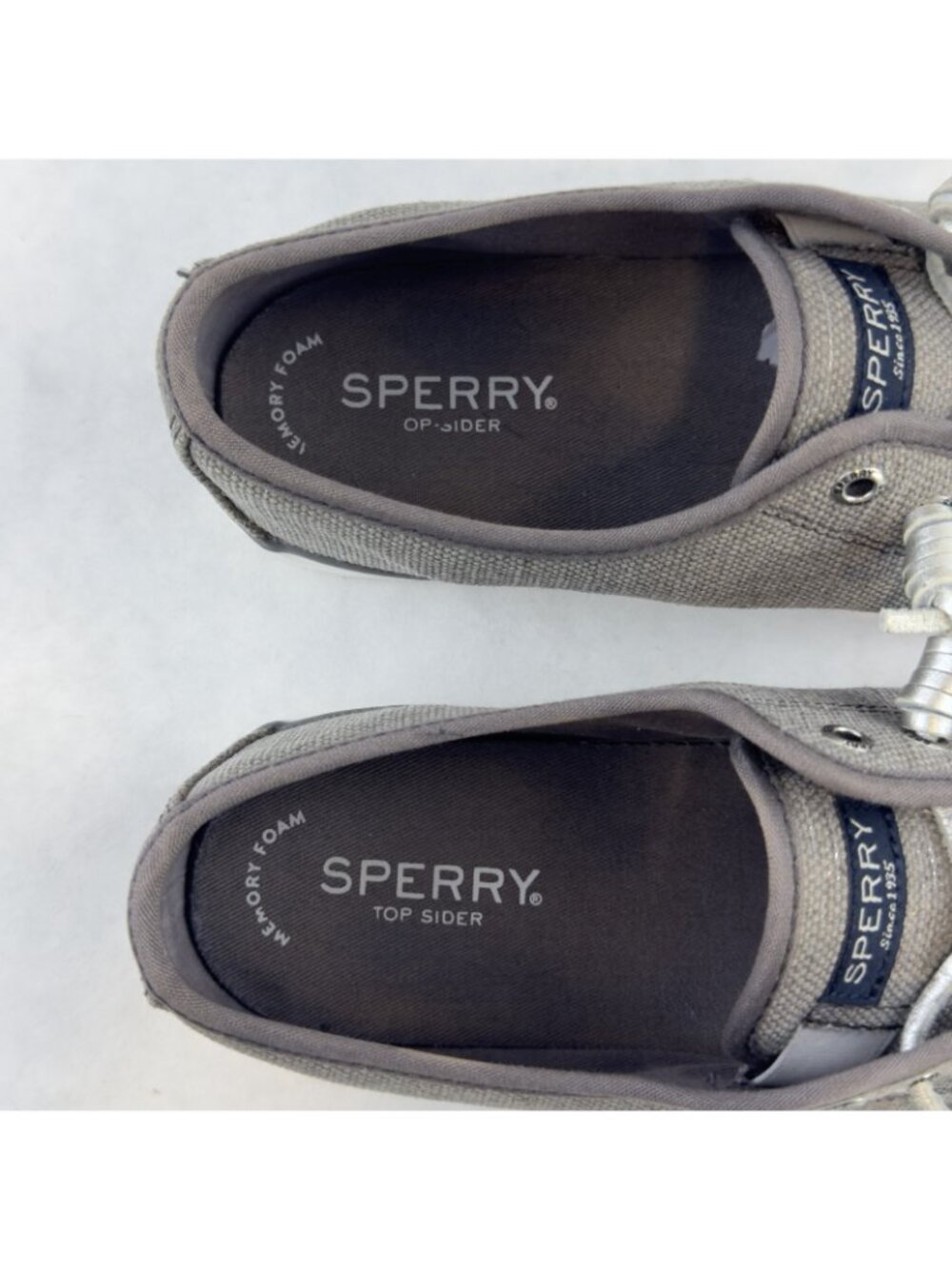 Sperry Seacoast Sneaker Womens Size 8M Canvas Metallic Silver Gray Boat Shoes - Picture 7 of 13